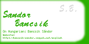 sandor bancsik business card
